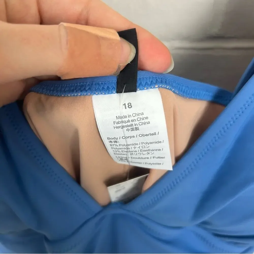 NWT J.Crew Ruched Femme Blue Padded One Piece Swimsuit Size 18